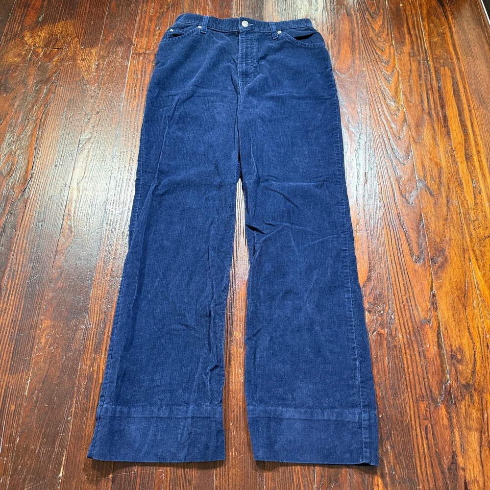 Vintage 70s Levis California Straights Pants Women 28x30 Blue Corduroy Wide Leg